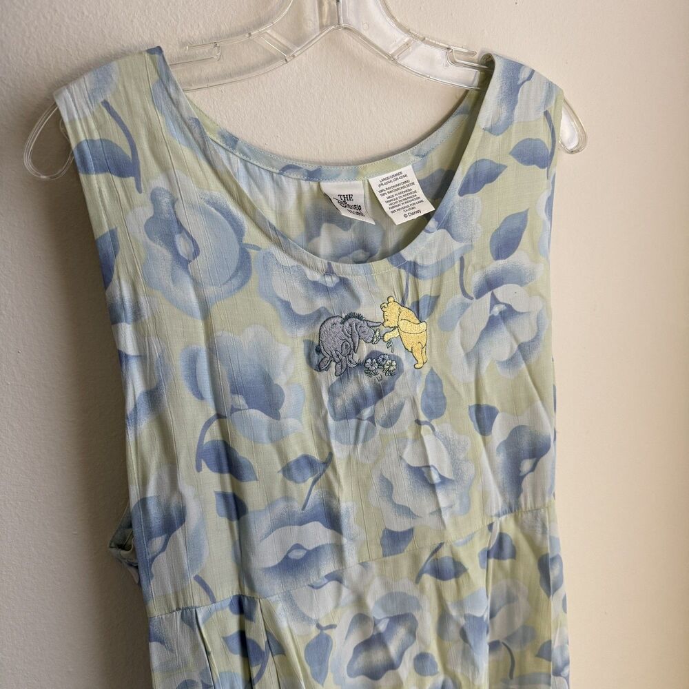 Vintage 90s Disney Winnie The Pooh Floral Maxi Dress Sleeveless Whimsical L